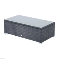 Outsunny Patio Sectional 4pcs Outdoor Rattan Wicker Sofa Set Outdoor Furniture with Cushions (m-9)