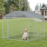 PawHut Outside Dog Kennels 10'Lx10'Wx6'H Large Outdoor Dog Playpen Galvanized Pet Exercise House Cage with Canopy Roof, Silver(m-8)