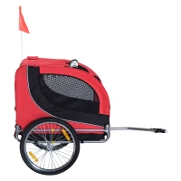 PawHut Pet Bike Trailer Bike Cart Bicycle Dog Cat Travel Carrier Foldable Red(m-7)