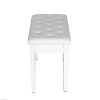 HomCom Piano Bench with Storage Faux Leather Padded Double / Duet w/ Music Storage - White(m-8)