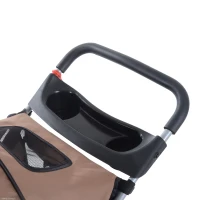 PawHut 3 Wheel Folding Dog Pet Cat Stroller with Brake and Canopy, Coffee(m-6)