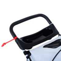 PawHut Jogging Stroller 4 Wheel Pet Stroller Carrier Folding Sunshade Oxford Cloth Canopy w/Brake Lightweight Reflective Strip Grey(m-10)