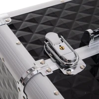 Homcom Makeup Case 20”Train Pro Aluminum Rolling Train Case Wheeled Box Upright Studded Black(m-8)