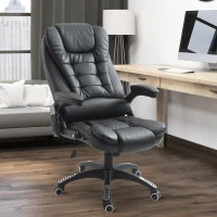 HOMCOM Executive Office Chairs Heated Massage High Back Reclining Office Chair Swivel Leather Adjustable Vibrating Furniture Black(m-1)