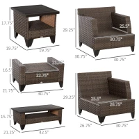 Outsunny 8 Pieces Wicker Patio Furniture Set, Outdoor PE Rattan Sectional Conversation Sofa Set w/ Aluminum Plate Top Table, Side Table & Cushions for Garden, Backyard, Beige(m-3)