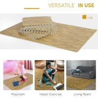 HOMCOM Interlocking Floor Mats 24pcs 96 Square Feet Soft Wood Grain EVA Foam  Exercise Workout Mat Kid Play Mat (Light Grain Wood)(m-6)