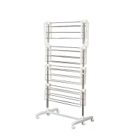 HOMCOM 4 Layers Folding Laundry Rack Stand Dryer Storage Towel Rack Rolling(m-9)