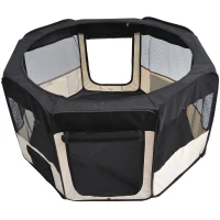 PawHut Puppy Playpen 49.2-inch Soft Pet Playpen Folding Tent Kennel Kitten Playpen Cat Dog Exercise Crate w/ Bag(m-3)