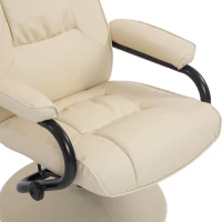 HOMCOM Modern Recliner Contemporary Recliner Chair and Ottoman Set Swivel Armchair with Wrapped Base Cream(m-8)