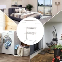 HOMCOM 3-Tier Clothes Drying Rack Foldable Laundry Dryer Hanger Airer Compact Storage Stainless Steel Hanging Rods(m-6)