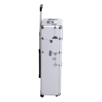 Soozier 2in1 Professional Makeup Train Case w/ Handle and Wheels - Silver(m-5)