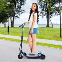 Qaba Electric Scooter Bike Adjustable Folding E Scooter Battery Powered Motorized Bike Black(m-1)