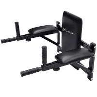 Soozier Wall Mounted Dip Station Dipping Knee Raise Station Triceps Leg Dip Raise Bars Rack, Black(m-1)