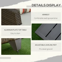 Outsunny 8 Pieces Wicker Patio Furniture Set, Outdoor PE Rattan Sectional Conversation Sofa Set w/ Aluminum Plate Top Table, Side Table & Cushions for Garden, Backyard, Beige(m-6)