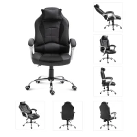 HOMCOM Ergonomic Executive Office Chair Swivel Racing Recliner PU Leather Height Adjustable, Black(m-6)