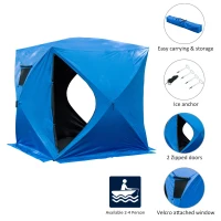 Outsunny Fishing Tent 2-4 Person Pop-up Ice Shelter Ice Fishing Tent Outdoor Portable(m-4)