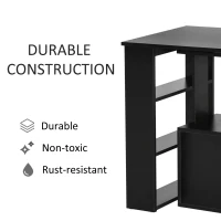 HOMCOM L-shaped Table 360° Rotating Corner Desk L-Shaped PC Workstation Student Writing Table w/ Storage Shelf Home Office Black(m-6)