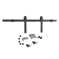 HOMCOM Antique Cabinet Sliding Barn 6FT Wood Door Hardware Kit Closet Hanger Set Coffee(m-7)