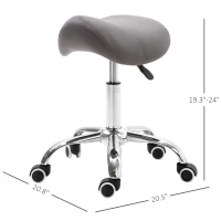 HOMCOM Massage Stool Adjustable Hydraulic Rolling Salon Stool Saddle Swivel Saddle Chair Grey(m-3)
