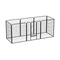 PawHut X Pen for Dogs 8 Panel Pet Playpen Heavy-Duty Iron Indoor/Outdoor 40-inch Black(m-10)