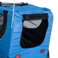 PawHut Pet Bike Trailer Bike Cart Bicycle Dog Cat Travel Carrier Foldable Blue(m-9)