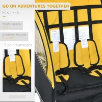 Aosom 2-IN-1 Double Baby Bike Trailer Child Carrier Stroller Jogger Bicycle Trailer Foldable Black & Yellow | Aosom Canada(m-5)