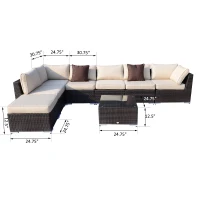[Pick Up] Outsunny 8pcs Garden Sectional Rattan Sofa Set All Weather w/ Cushion(m-3)