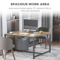 HOMCOM Two Person Computer Desk, 47 x 47 inch Extra Large Writing Study Desk, Double Workstation for Home Office, Oak(m-5)