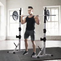 Soozier Barbell Rack Stand Power Rack Squat Barbell Cage Bench Stand, Heavy Duty Adjustable for Home Fitness(m-2)