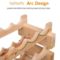 HOMCOM 72 Bottles Wood Wine Rack  Holder 6 Tier Stackable Storage Stand(m-5)