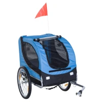 PawHut Pet Bike Trailer Bike Cart Bicycle Dog Cat Travel Carrier Foldable Blue(m-2)