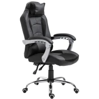 HOMCOM Ergonomic Executive Office Chair Swivel Racing Recliner PU Leather Height Adjustable, Black(m-8)