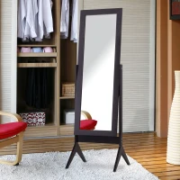 HOMCOM Free-standing Full-length Jewellery Dressing Mirror Angle Adjustable Living Room Bedroom  Dark Brown(m-2)
