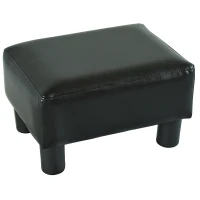 HOMCOM Small Footstool Modern Faux Leather Ottoman Footrest Sofa Side Stool Rectangle Black(m-1)