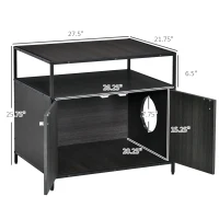 PawHut Cat Litter Box Enclosure Hidden Cat Furniture Cabinet Indoor Cat Washroom Double-door Nightstand End Table with Cat Hole Storage Shelf Black(m-3)