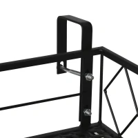 Outsunny 32'' x 12'' Hanging Flower Pot Stand Rack with Hooks, Metal Plant Pot Holder, Railing Shelf, Windows Decorate for Outdoor Garden Balcony Fence Patio(m-9)