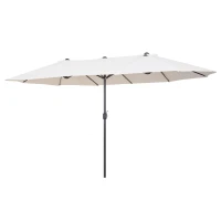 Outsunny 15ft Double-Sided Patio Umbrella Rectangular Parasol Sun Shelter Canopy Shade UV Protection w/ Hand Crank(m-3)