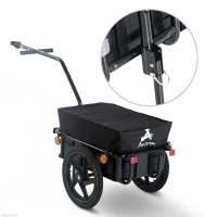 Aosom Bicycle Cargo Trailer 16 inch Air Wheel Wagon Trailer with Suitcase Large Capacity Enclosed Stroller Wagon - Black(m-2)