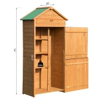Outsunny Wood Storage Shed Garden Shed Outdoor Tool Storage Cabinet Arrow Hutch Lockable Unit with Double Door(m-3)