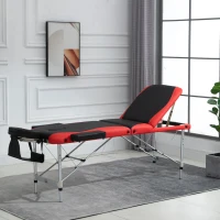 HOMCOM Portable Massage Table 73" 3 Section Foldable Massage Table Professional Salon Spa Facial Couch Bed (Black/Red)(m-8)