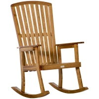 Outsunny Wooden Rocking Chair, Traditional Porch Rocker, Fade-Resistant Patio Rocker Chair for Outdoor Indoor Use, Natural(m-2)