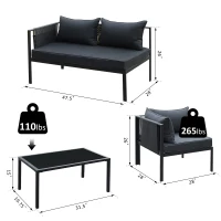 [Pick UP] Outsunny 4pcs Garden Sectional Sofa Set Steel Frame w/ Cushions(m-3)