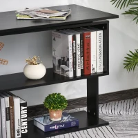 HOMCOM L-shaped Table 360° Rotating Corner Desk L-Shaped PC Workstation Student Writing Table w/ Storage Shelf Home Office Black(m-8)