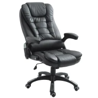 HOMCOM Executive Office Chairs Heated Massage High Back Reclining Office Chair Swivel Leather Adjustable Vibrating Furniture Black(m-2)