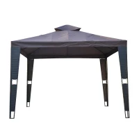 Outsunny 9.84'x9.84' Gazebo Canopy Top Replacement Cover 2 Tier Outdoor Garden Water-resistant UV Protected Coffee(m-8)