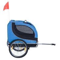 PawHut Pet Bike Trailer Bike Cart Bicycle Dog Cat Travel Carrier Foldable Blue(m-7)