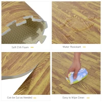 HOMCOM Interlocking Floor Mats 24pcs 96 Square Feet Soft Wood Grain EVA Foam  Exercise Workout Mat Kid Play Mat (Light Grain Wood)(m-5)