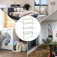HOMCOM 4 Layers Folding Laundry Rack Stand Dryer Storage Towel Rack Rolling(m-4)