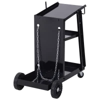 DURHAND Welding Cart 3 Tier Welder Trolley Garage w/ Safety Chain Black(m-5)