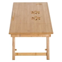 HOMCOM Bed Tray Table Adjustable Bamboo Laptop Tray Desk Notebook Table with Side Drawer and Foldable Legs(m-5)
